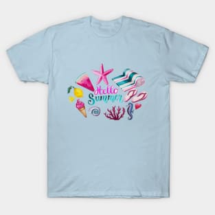 Hello Summer Design T-Shirt